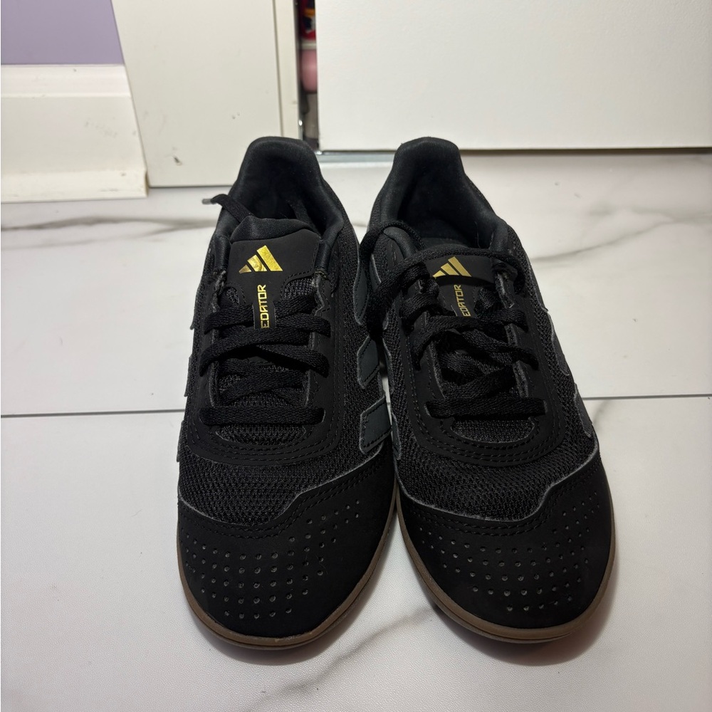 adidas Black Sneakers with Gold Logo and Gum Sole